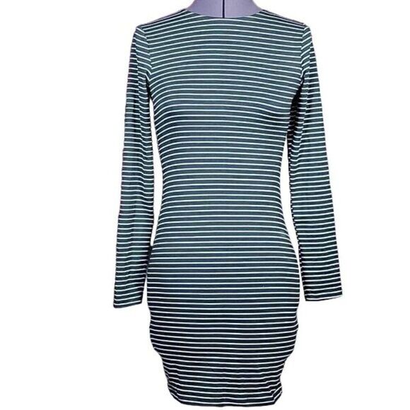 Hearts & Hips Striped Long Sleeve Dress Sz S - Picture 1 of 10